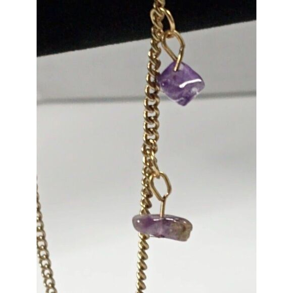 Vintage Amethyst Triple Station Point Gold Tone Bracelet - Picture 4 of 7